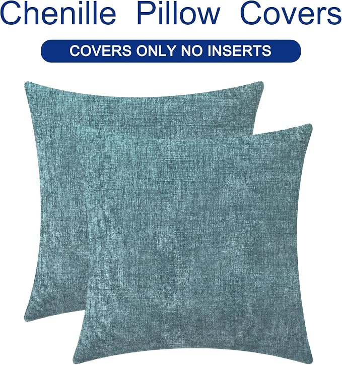 CaliTime Decorative Couch Throw Pillow Covers 16 X 16 Inches Smoke Blue