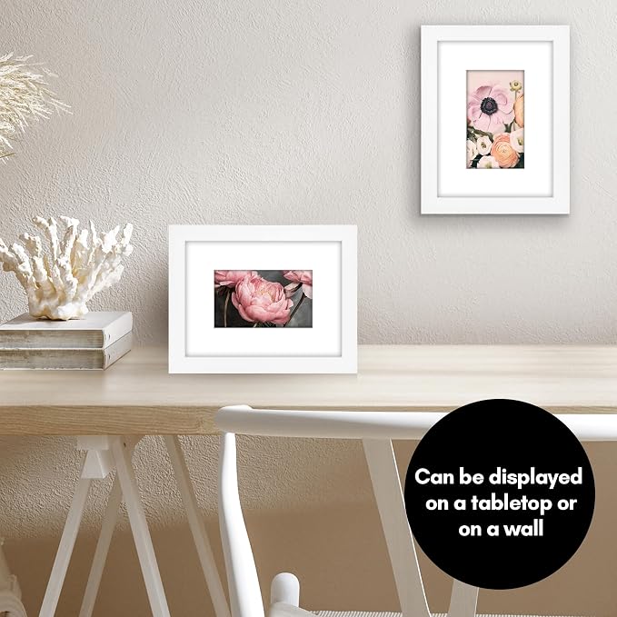 Americanflat 6x8 Picture Frame - Matted to 3x5 - Engineered Wood - White