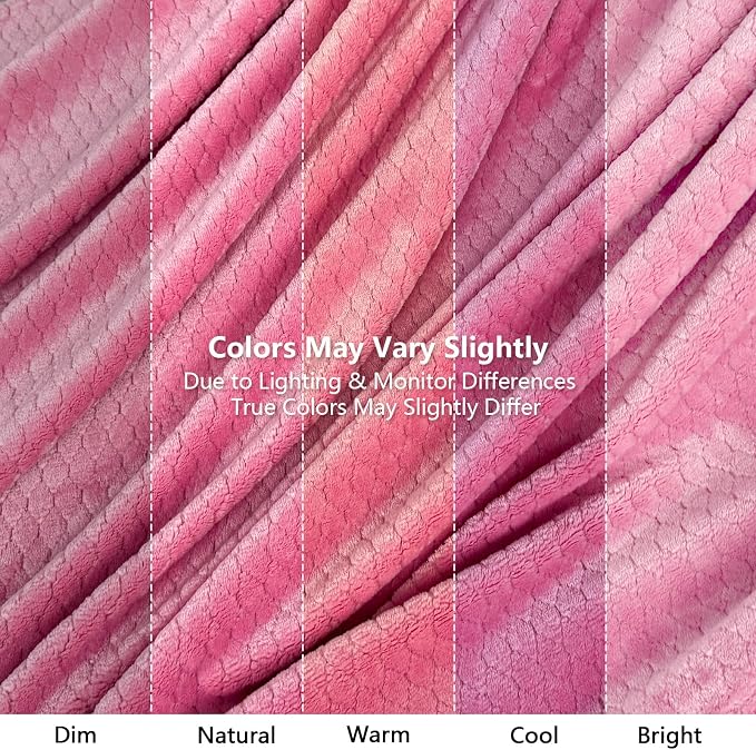 Hoomly Dusty Rose Throw Blanket 60x80 Cozy Fleece for Sofa and Bedroom | Velvety Flannel Feel, Single Layer 3D Jacquard, Couch Bed Office Car Travel, Romantic Decor, Low Shed, Machine Washable