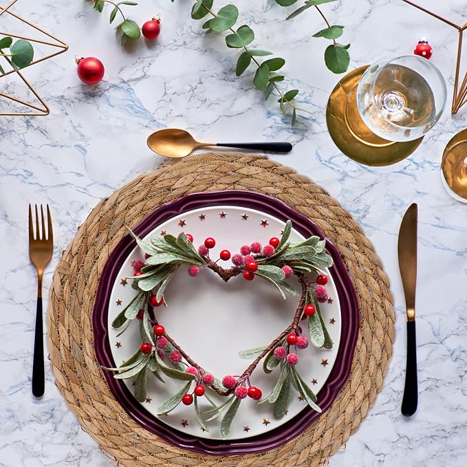 13.5'' Round Woven Placemats Set of 10, Boho Rattan Chargers for Dinner Plates, Round Rattan Placemats,for Dining Table,Wedding, Farmhouse,Outdoor and Christmas