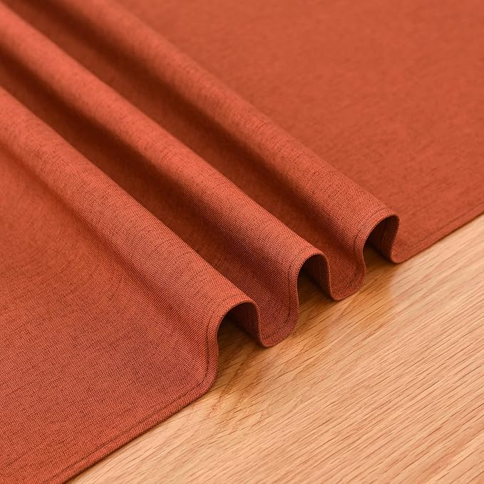 Faux Linen Table Runner Water Resistant 13 x 48 in, Rust | Farmhouse Rustic Table Runners, Coffee Table Runner, Dresser Runners for Bedroom, Living Room, Kitchen, Dining, Party
