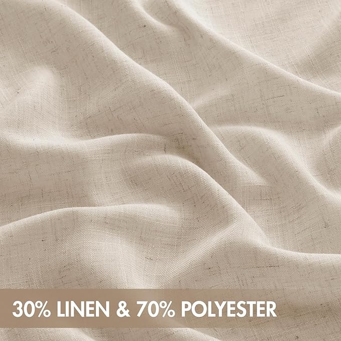 Oatmeal Linen Curtains 42x90 Inch Back Tab 4 Panels Farmhouse