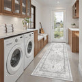 Madane Washable Runner Rug 2x6 Runners for Hallways Non Slip, Grey | Vintage Stain-Resistant 6 Feet Kitchen Rug, Soft Low-Pile Ultra-Thin Floor Carpet Mat for Bathroom Laundry Room Bedroom 2x6ft