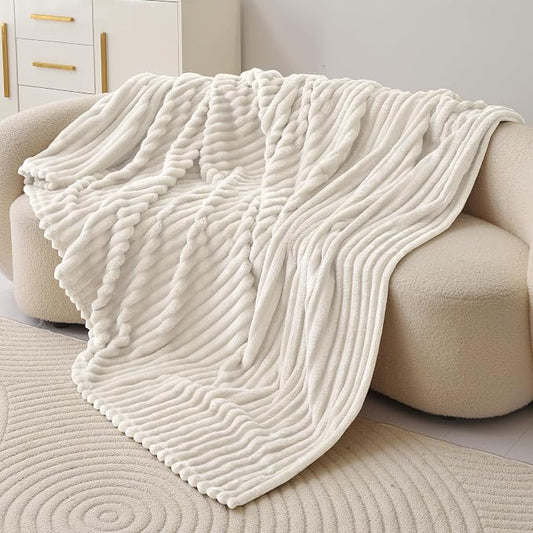 White Fleece Twin Throw Blanket for Couch & Bed, Cozy Warm for Women Girls | Soft flannel, no-pill & no-shed. Lightweight for sofa, chair, car and home decor. For Mother's Day, Graduation, Christmas.