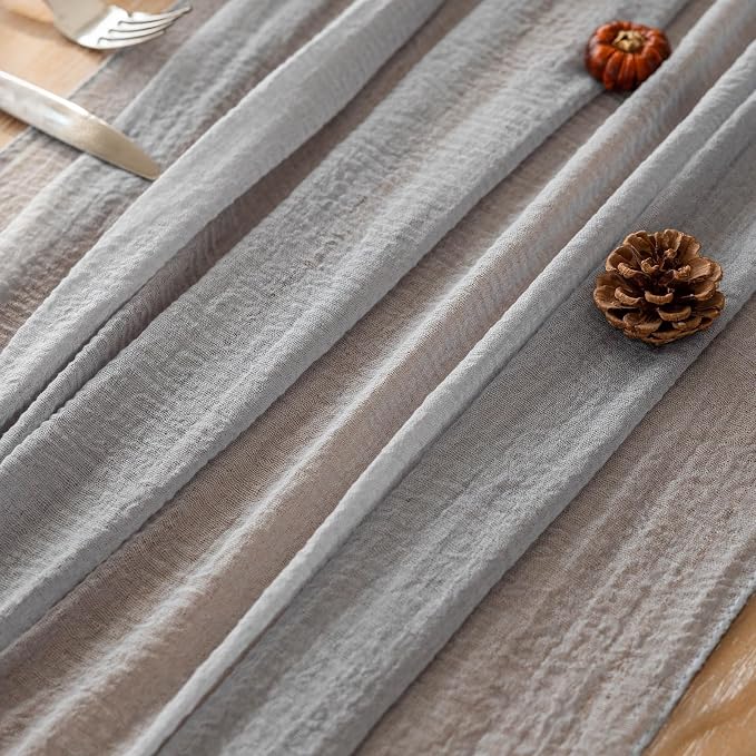 6Pcs Dusty Blue Cheesecloth Table Runner 120 Inches for Party Home Decor | For Wedding Baby Shower Bridal Shower Birthday Engagement Party 10FT Rustic Boho Home Decorations