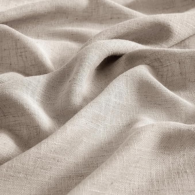 MIULEE Natural Linen Curtains 52x84 Inch Length for Bedroom Living Room | 2 Panels,Soft Linen Textured Window Drapes,Semi Sheer Light Filtering,Back Tab Rod Pocket,Farmhouse Modern Burlap Look Decor