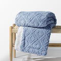 EverGrace Jacquard Reversible Sherpa Throw Blanket, 60" x 80", Blue Linen | Jacquard Sherpa Throw Blanket, Super Soft, Cozy Plush Blanket, Reversible Thick Warm Throw for Bed, Sofa, Living Room