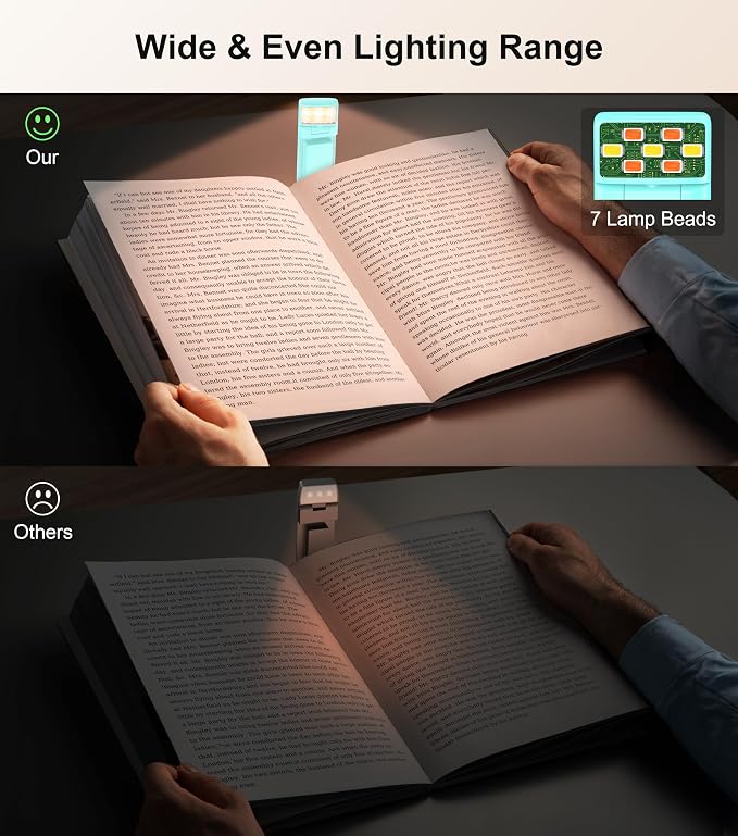 Gritin Book Light Rechargeable, Clip on LED Reading Light for Books in Bed