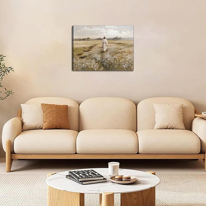 Tmvosn Jesus wall art decor（24" L x 16" W Plain Jesus Canvas Framed）