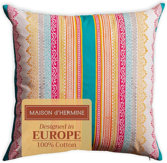 Maison d' Hermine Throw Pillow Covers 100% Cotton (20" x 20" - Pack of 1)