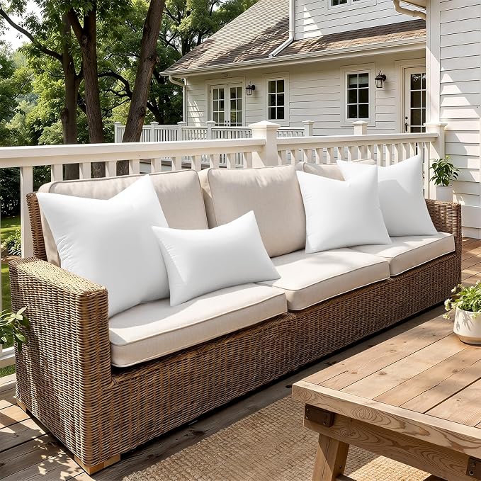 MIULEE Outdoor Pillow Inserts 16x16 Pack of 2 | Waterproof Throw Pillow Inserts Decorative 100% Virgin Fibers Filling for Patio Sofa Couch