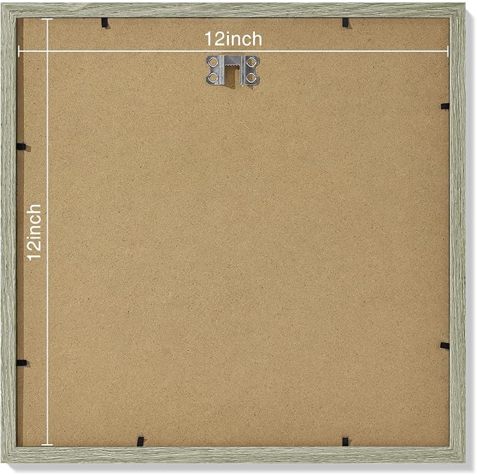 Vittanly 12x12 Picture Frames Set of 9 for Wall Mounting, Driftwood | Display Pictures 8x8 with Mat or 12x12 without Mat for Wall Mounting, Square Photo Frames for Home Decor, Engineered Wood