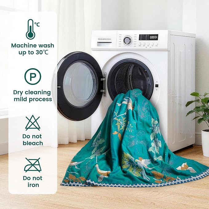 MSGKV Boho Throw Blanket 50"x60" Aviary Botanical Cotton Throw Blanket | Aviary Botanical Pattern, Muslin Throw, Reversible Woven, Lightweight Comfort, Decorative Home Accent, All Season Use