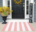 Pink White Striped Rug -2.3'x3.6' Front Door Rugs Outdoor, Small Washable Area Rug for Front Porch, Spring Summer Welcome Mats Outdoor Indoor, Doormat for Entryway Porch Entrance