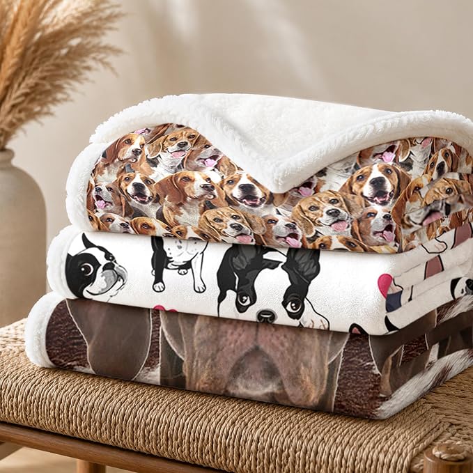 BlessLiving Throw Blanket, Brown Dog Animal Gift, 60x80 Inches | sherpa fleece fabric, Beagle Dense Pet Blankets Puppy Lovers print, for couch or sofa, pet lovers, easy machine care