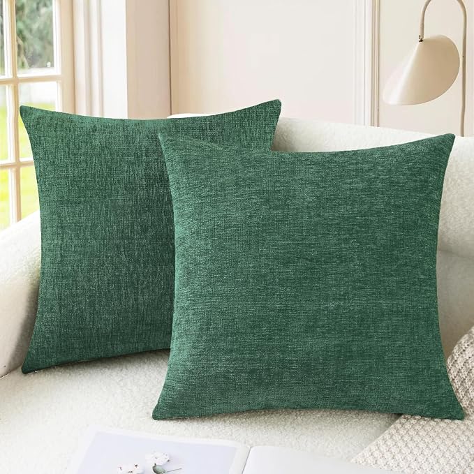 CaliTime Decorative Couch Throw Pillow Covers 22 X 22 Inches Dark Green