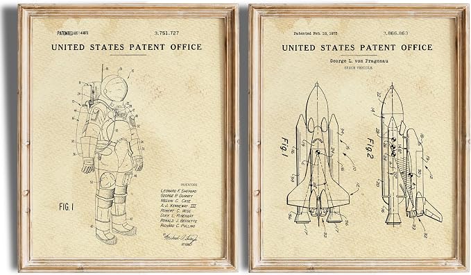 Space Patent Prints Wall Art - Unframed - 8x10s | Explore the Cosmos with this Collection of Vintage Space Patent Prints Wall Art | Farmhouse Décor | Bedroom Wall Décor | Modern Wall Art