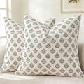 YCOLL Farmhouse Floral Pillow Covers 20x20 Set of 2, Rustic Country Decorative Cushion Covers Vintage Throw Pillow Covers for Sofa Couch Bed Living Room Home Decor, Warm Gray