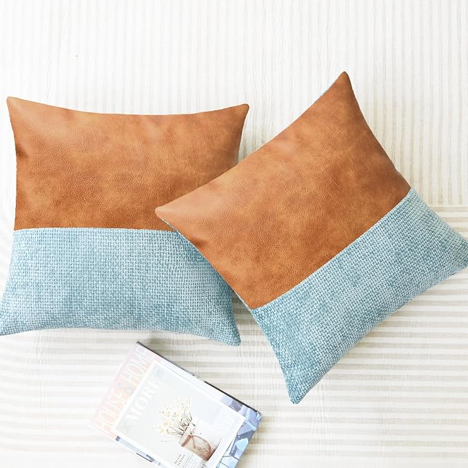 CaliTime Decorative Couch Throw Pillow Covers 18 X 18 Inches Smoke Blue