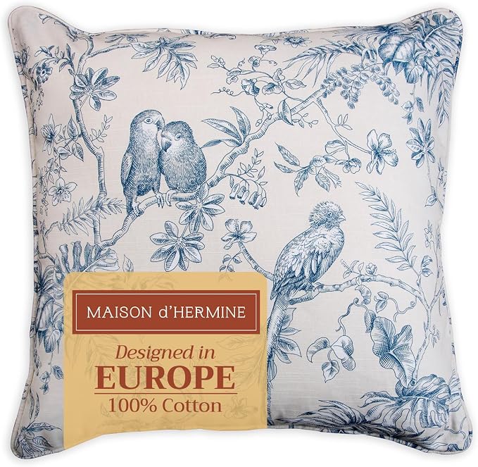Maison d' Hermine Throw Pillow Covers 100% Cotton (20" x 20" - Pack of 1)