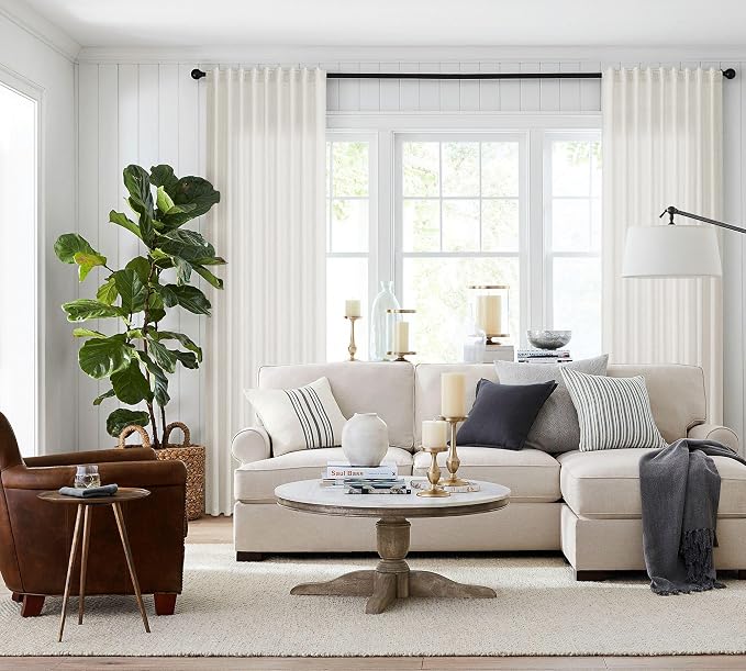 Jowels Natural Linen Curtains 84 Inch Long 2 Panels for Living Room | Ivory Light Filtering Sheer Curtain,Back Tab Pocket Pleated Look,Modern Farmhouse Textured Privacy Drapes for Bedroom Window