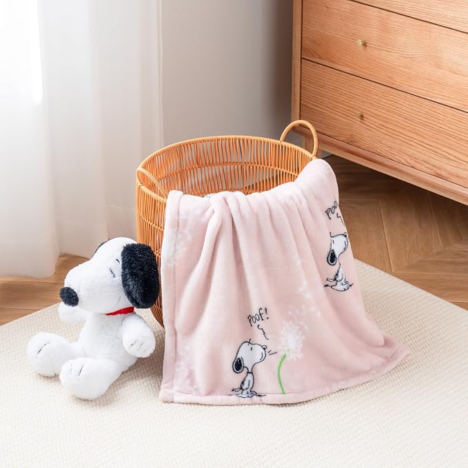Berkshire Blanket Peanuts VelvetLoft Cute Character Snoopy Plush Throw Blanket,Peanuts Snoopy Make A Wish Spring Pink,Throw 55 in x 70 in (Official Peanuts Product)
