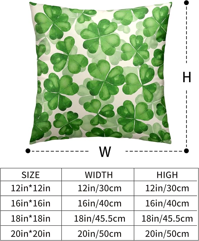 Saint Patricks Day Pillow Covers 22x22 Green Clover Pillow Case Set of 2 Lucky Charm Throw Pillow Covers St Patricks Cotton Blend Cushion Case for Living Room Sofa Couch