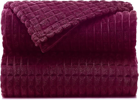 Throw Blankets – 60”x80”, Twin Size, Magenta Purple - Waffle Blanket - Lightweight Flannel Fleece - Soft, Cozy - Perfect for Bed, Sofa, Couch