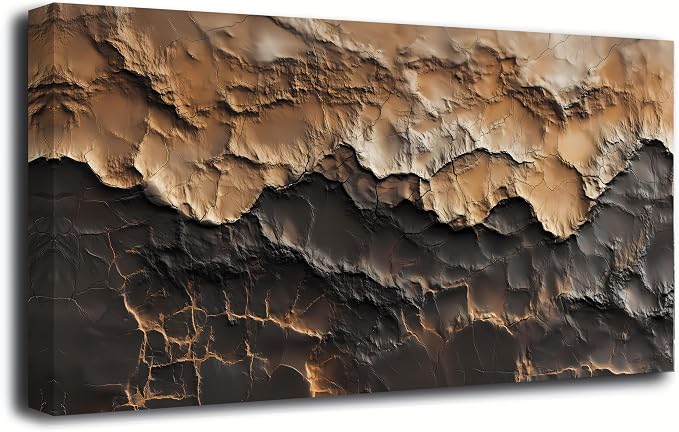 Earthy Texture Picture Print Canvas Wall Art Living Room Dining Room Office Study Bedroom Wall Decor Earthy Texture Landscape Abstract Wall Art Prints Modern Golden Brown Landscape Artwork - 20x40 in