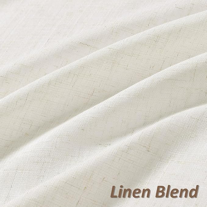 Extra Long Linen Curtains 136 Inches Long for Living Room Natural Cream Semi Sheer Curtain Rod Pocket 2 Panels Set Boho Farmhouse Light Filtering Window Drapes for Bedroom Beige Ivory 52x136