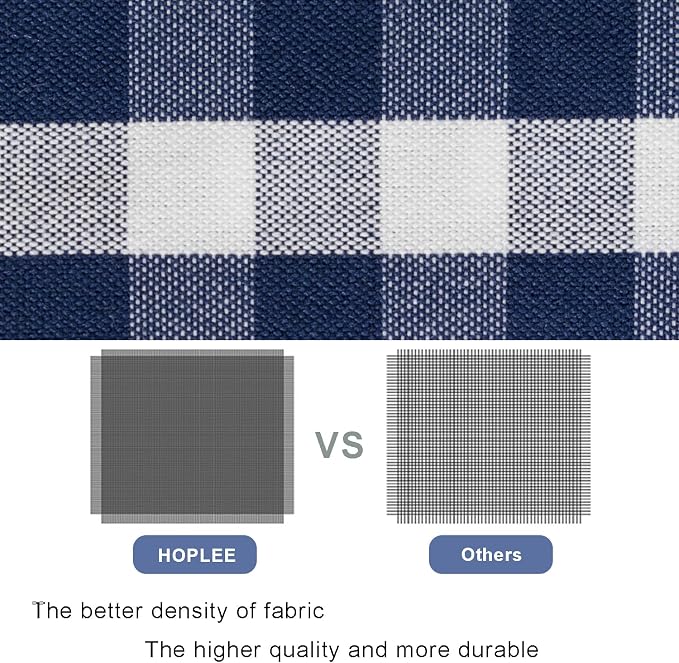 HOPLEE 22x22 Pillow Cover Navy Blue Decorative Pillow Cover with Buffalo Plaid, Solid Navy Blue, Tricking Stripe and Gingham Plaid Design 22x22 Inches Set of 4