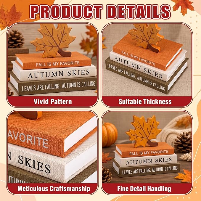 Thyle Fall Decorative Faux Books Set, Linen Nesting Storage Boxes