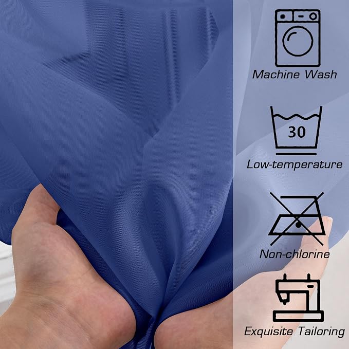 Simplebrand Royal Blue Sheer Curtains 84 Inches Long 2 Panels, Light Filtering Rod Pocket Solid Color Window Sheer Curtain Panels, Elegant Curtains & Drapes for Living Room, Bedroom, 42" W x 84" L