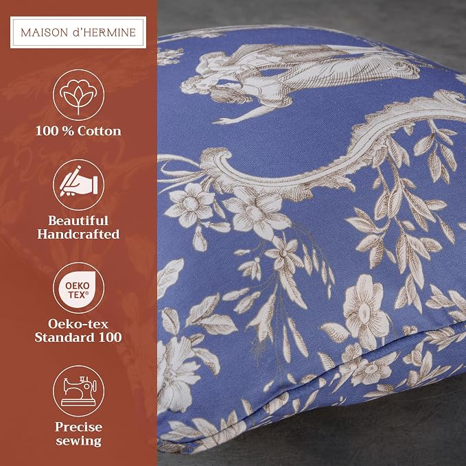 Maison d' Hermine Throw Pillow Covers 100% Cotton (18" x 18" - Pack of 1)