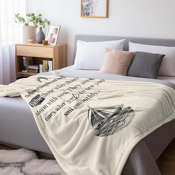 Loved One Throw Soft Fleece Bed Blanket for Friends Women | Inspirational Quote, Cozy Warm Throw, For Home Sofa Bed, Valentines Day Birthday Gifts, For Women Friends