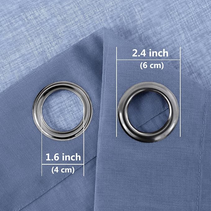 DWCN Sheer Curtains for Living Room Bedroom - Faux Linen Look Voile Drapes Grommet Top Window Curtain Panel 52 x 84 Inches Long, Dusty Blue, Set of 2 Panels