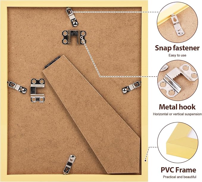 Fixwal Gallery Picture Frames Set, 15 Pack, PVC, Gold, 8x10, 5x7, 4x6 | Wall or Tabletop Decor, High-definition Plexiglas panels