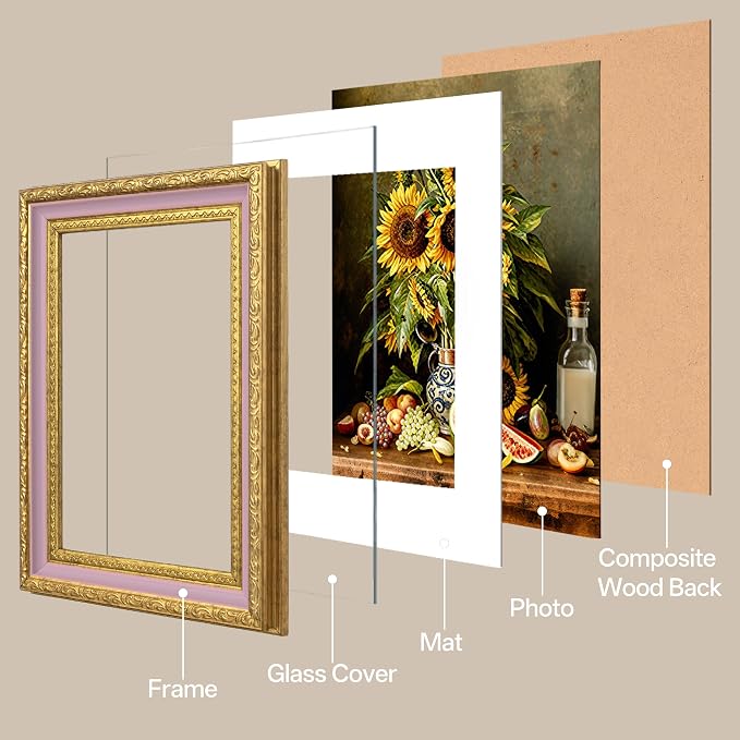 eletecpro 5x7 Vintage Picture Frame, Glass Cover, Pink Gold, 2-Pack