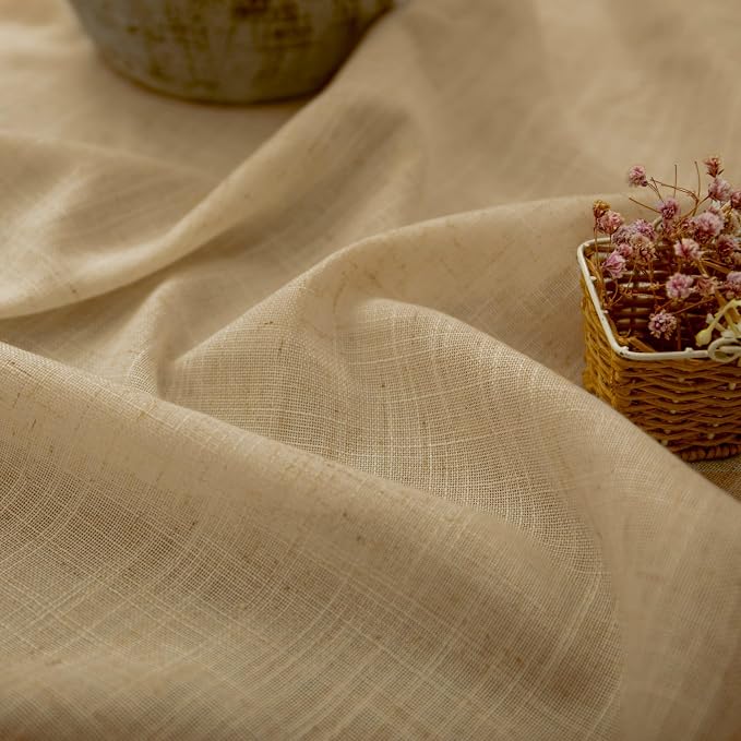 Tan Beige Curtains 96 Inches Long for Living Room 2 Panels Pocket Back Tab Semi Sheer Linen Rustic Neutral Earth Light Brown Room Decor Khaki Taupe Camel Burlap Curtains for Bedroom Cottagecore Fall