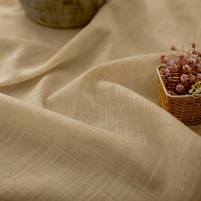 Light Brown Tan Curtains 72 Inch Length for Kids Bedroom 2 Panels Rod Pocket Back Tab Warm Autumn Fall Decor Khaki Camel Barley Jute Burlap Color Curtain for Living Room Dining Nursery Family Playroom