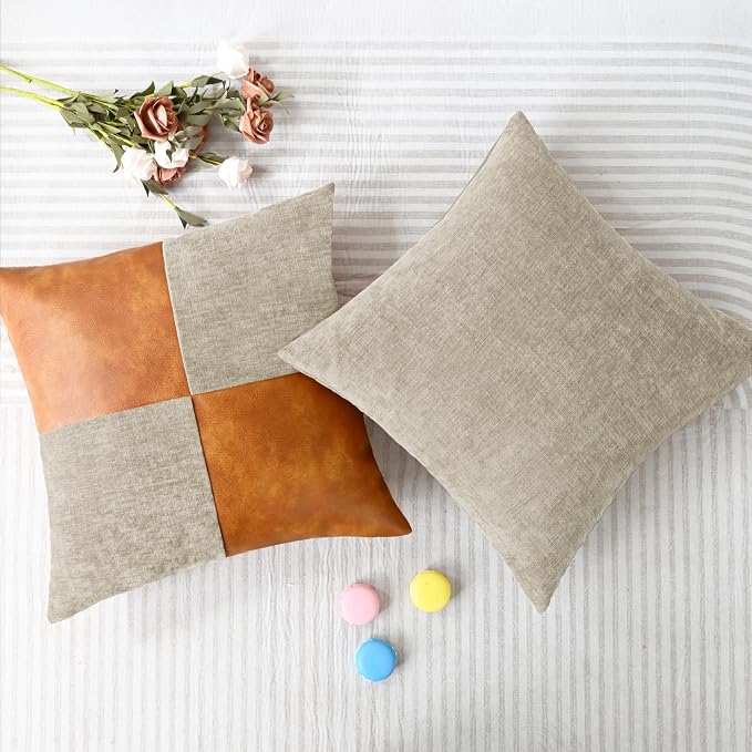 CaliTime Decorative Couch Throw Pillow Covers 20 X 20 Inches Light Taupe