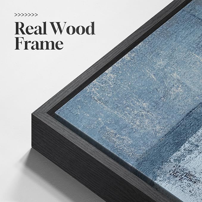Large Framed Blue and Gray Modern Abstract Wall Art, 3 Piece Set, 20x30 In | Minimalist color block pictures, Canvas prints, Wood frame, Artwork for walls, Wall decor for living room bedroom hallway
