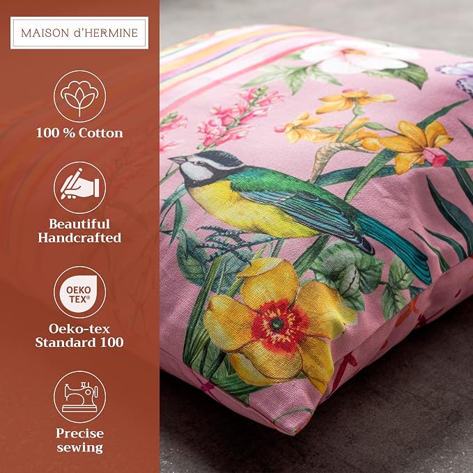 Maison d' Hermine Throw Pillow Covers 100% Cotton (20" x 20" - Pack of 1)