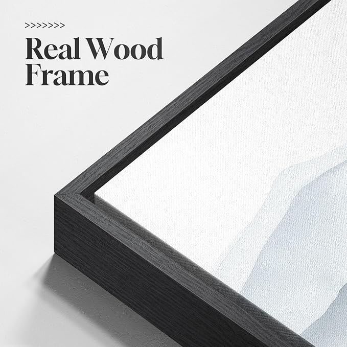 Framed Landscape Wall Art Bedroom, Mountain Forest Canvas Print, 16x24 Inch | 3 piece, Modern, Minimalist, Large, Nature, Green, Foggy scenery, Living room decor, Hallway art, Ready to hang, Wood frame