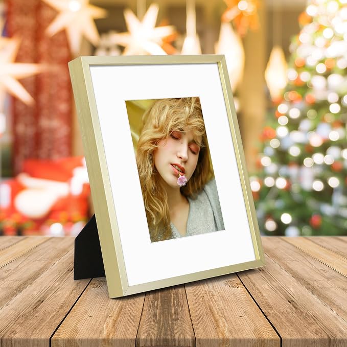 Golden State Art 8x10 Gold Aluminum Picture Frame Real Glass