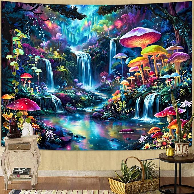 Zussun Hippie Sun Tapestry Boho Vintage Sunrise Nature Tree Lake Wall Tapestry for Bedroom Aesthetic Colorful Landscape Small Tapestries Wall Hanging for Dorm Living Room Decor 48 x 36 Inch