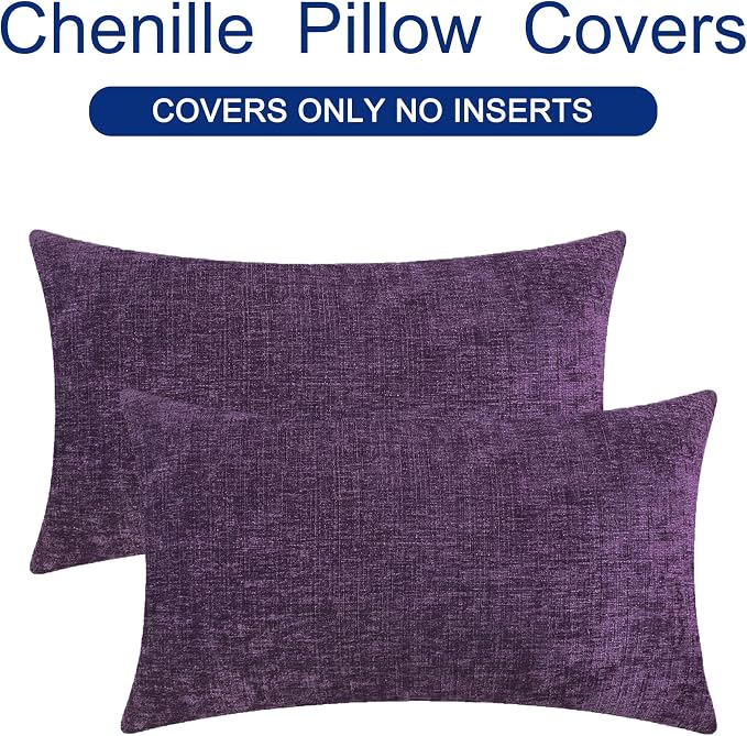 CaliTime Decorative Couch Throw Pillow Covers 26 X 16 Inches Plum Purple