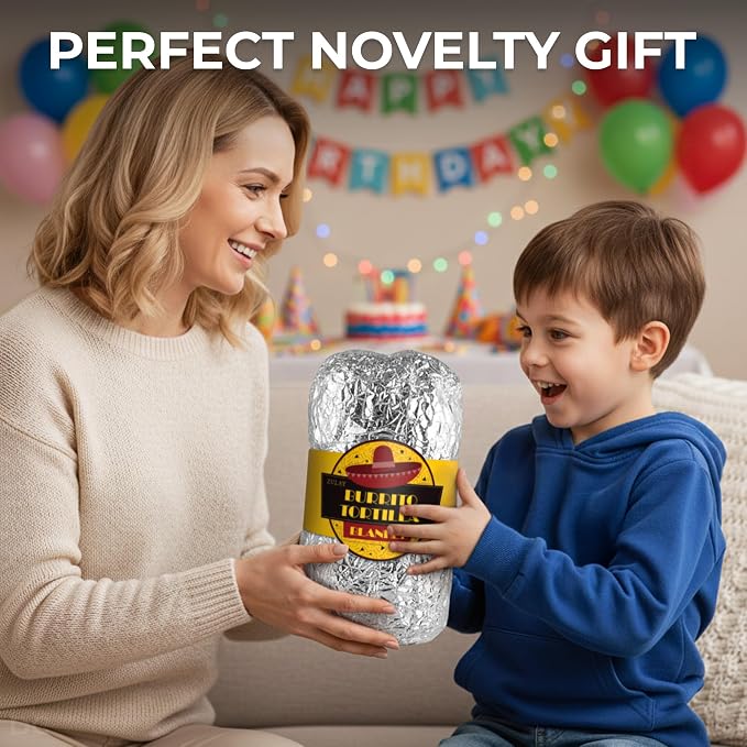 Zulay Kitchen Giant Double Sided Tortilla Blanket with Tinfoil Packaging - Novelty Blanket for Adults & Kids - Soft Flannel Round Tortilla Blanket for Indoors, Outdoors, Home 285 GSM - 71 Inches