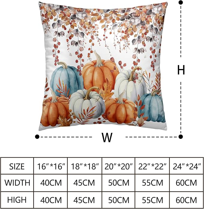 Fall Pillow Covers Colorful Pumpkin Throw Pillow Covers Autumn Thanksgiving Harvest Pillow Case 16x16 Set of 2 Double Sided Printing Cushion Case for Bedroom Couch Sofa