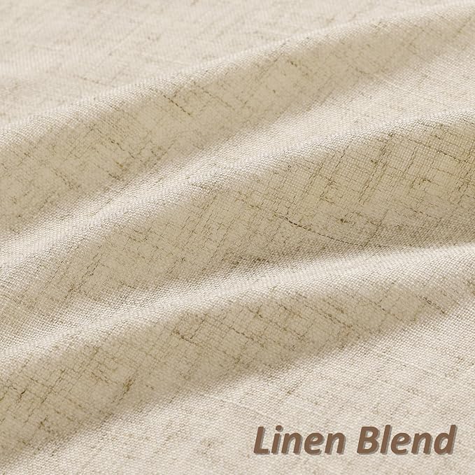 Linen Curtains 72 Inch Length for Living Room Bedroom 2 Panels Set Rod Pocket Light Filtering Semi Sheer Window Curtains 52 Inch Width Boho Farmhouse Drapes Flax Beige Linen, W52xL72